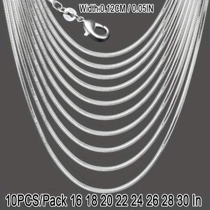 10pcs Classic Simple 925-silver-plated Snake Bone Pattern Chain For Jewelry Making Accessories Necklace Bracelet Handmade Material Art Craft