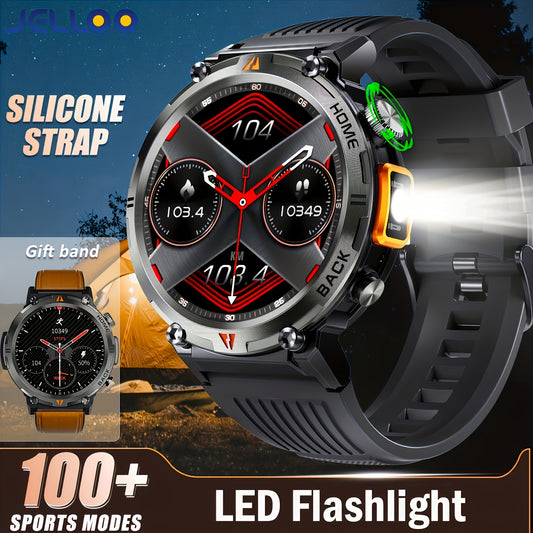 [JELLOO Smart Watch] JELLOO Sports Smart Watch | 1.45" HD Screen, Wireless Calling Function, LED Lighting, Zinc Alloy, Water-Resistant, Magnetic Charging, for Android & iPhone - Fitness Tracker, Pedometer, Modern Design, Wire