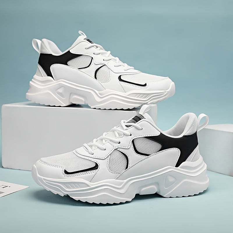 Men's Fashion Platform Sneakers - Casual Athletic Dad Shoes, Height-Increasing Breathable Mesh, Anti-Slip EVA Sole, Suitable for Running and Outdoor Activities, Thick-Soled Walking Shoes