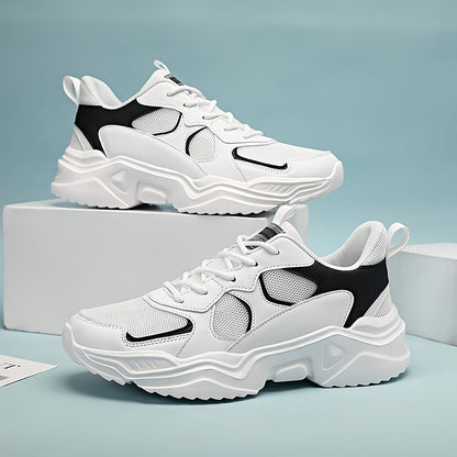 Men's Fashion Platform Sneakers - Casual Athletic Dad Shoes, Height-Increasing Breathable Mesh, Anti-Slip EVA Sole, Suitable for Running and Outdoor Activities, Thick-Soled Walking Shoes