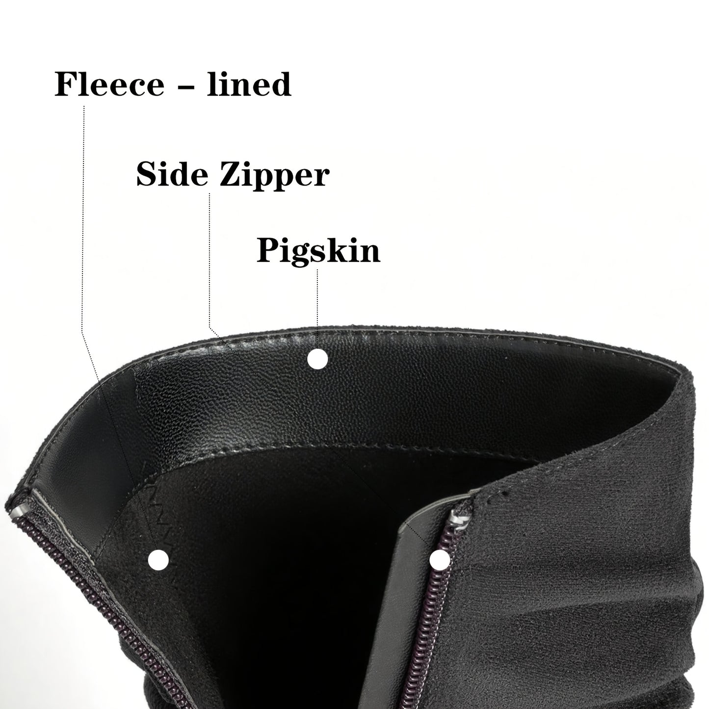 Women's Plain Fashionable Mid-Calf Boots with Zipper for Comfort and Casual Wear, Round Toe in the Middle of Calf