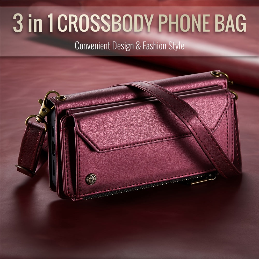 Long Lanyard PU Flip Leather Phone Case For IPhone 15 14 13 12 11Pro Max Mini XR XS 8 7 Plus SE 2022 Zipper Wallet Card Bags Cover