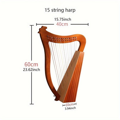 19 String 15 String Lyre Harp Mahogany Solid Wooden High Quality Portable Musical Instrument Stringed Instrument with Tuning Wrench Eid Al-Adha Mubarak