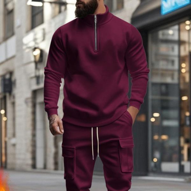 [Balck Friday&Cyber Monday]Kzz Men'S Casual Fleece Lined Zipper Work Pants Set, Thick Fabric Warm Long Trousers for Fall & Winter, New Arrival Us Style Classic Clothes Thanksgiving Outfits