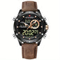 NAVIFORCE Men's Waterproof LED Dual Display Quartz Watch, Big Dial Chronograph Function Watch