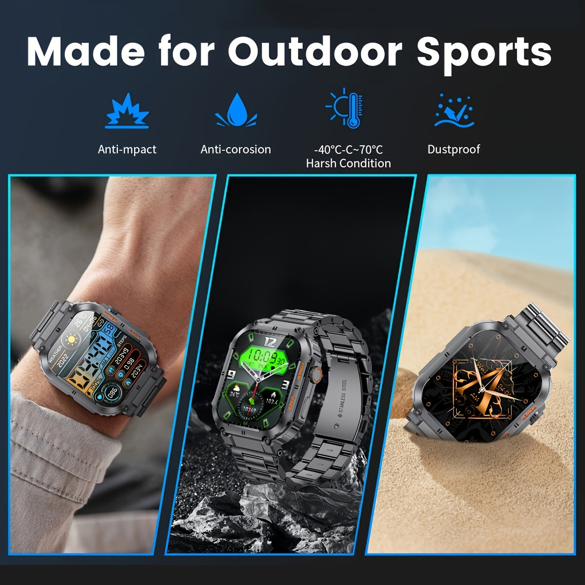 [Smart Business Watch] LIGE Men's Smart Watch | Wireless Calls, Stainless Steel/Silicone Band, Step Counter, Multi-Sport Modes, Digital Display, Business & Fitness Features