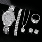 7pcs/set Women's Watch Luxury Rhinestone Quartz Watch Rome Fashion Analog Wrist Watch & Jewelry Set, Gift For Mom Her