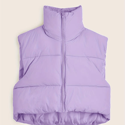 Women'S Sleeveless Vest - Vibrant Pink Slim-Fit Alternative Coat with Drawstring Hood, Zipper Front & Pockets for Fall/Winter Casual Wear, Casual Winter Wear | High Neckline Vest | Zippered Jacket