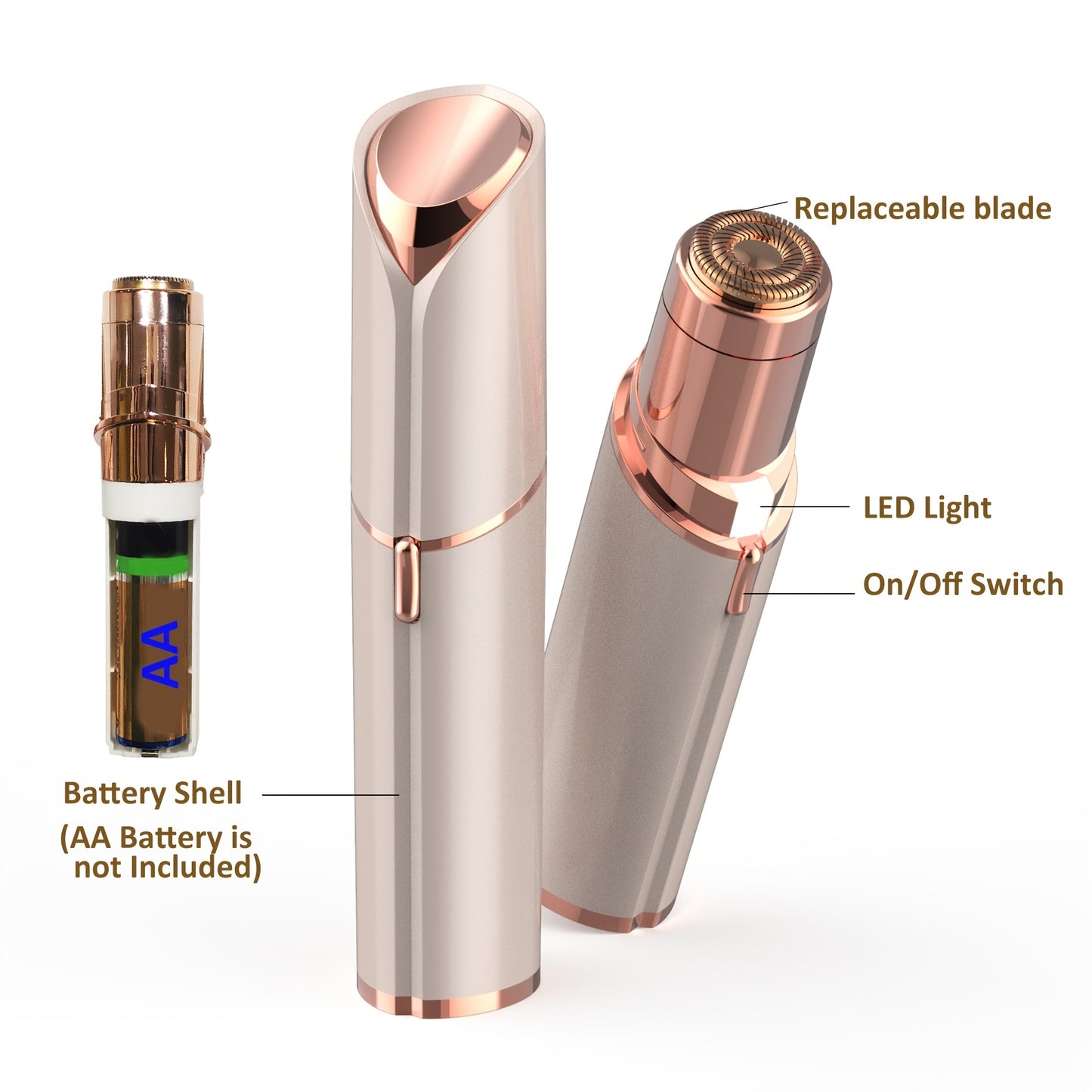 Women's Painless Hair Remover, Battery Powered Facial Hair Remover