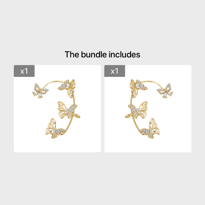Women'S Elegant Butterfly Ear Cuffs - No-Piercing Ear Hooks, Synthetic Gemstone Accents, Everyday & Formal Jewelry for Parties, Weddings, Everyday Outfits - Non-Piercing Ear Clips for Sensitive Light Beige, Party Accessories,