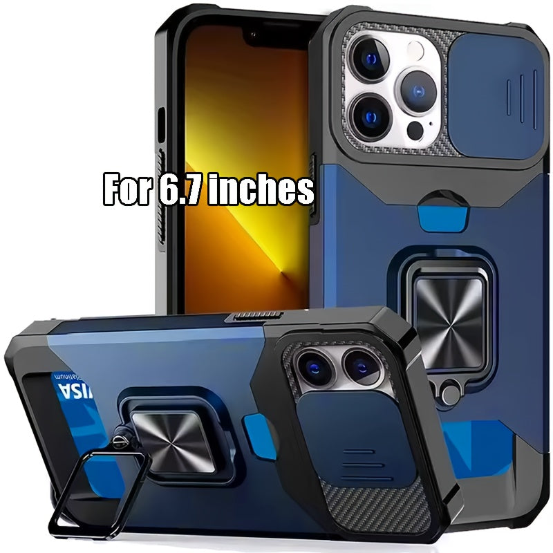 Heavy-Duty Shockproof Phone Case with a Metal Stand And Card Slot, Compatible with for iphone 17 Pro Max, 16 Pro Max, 15 Pro Max, And 14 Pro Max.