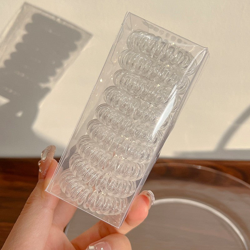 [No Crease Hair Ties] 9 Pcs No Crease Spiral Hair Ties | Coil Hair Ties, Phone Cord Hair Ties, Women Ponytail Holder Elastics