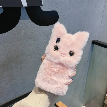 Winter Fashion Warm Cute Cat Plush Women's Phone Case Suitable For IPhone 15 Pro Max Phone Case