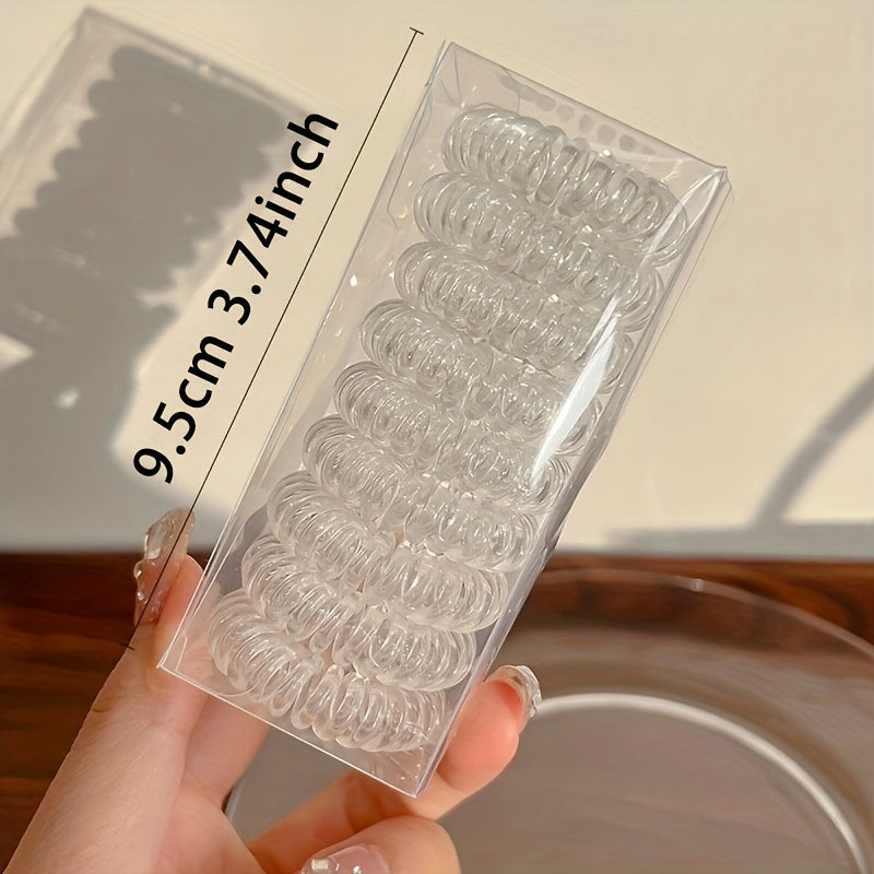 [No Crease Hair Ties] 9 Pcs No Crease Spiral Hair Ties | Coil Hair Ties, Phone Cord Hair Ties, Women Ponytail Holder Elastics