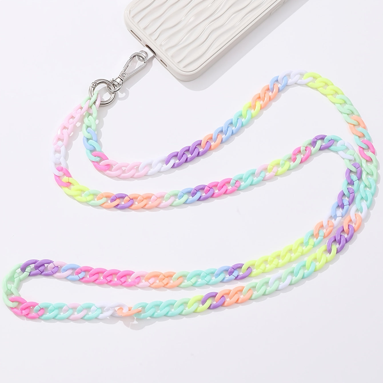 1pc Color Acrylic Cross-body 120cm/ 47.24inch Chain Phone Case Jewelry Pendant Shoulder Strap Chain