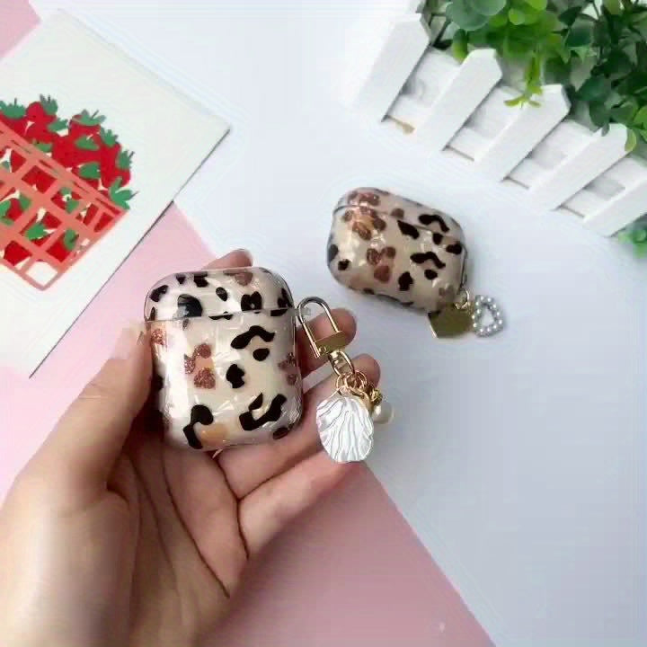 Stylish Leopard Print Earphone Sleeve with Hanging Chain - Perfect for Airpod1/2!