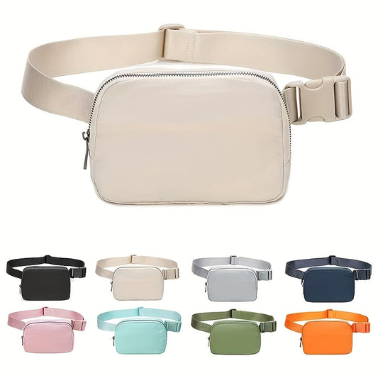 Unisex 33.81oz Adjustable Yoga Waist Pack - High-Quality Nylon with Zipper Closure, Lightweight Crossbody Chest Bag for Travel, Hiking & Casual Sports - Multi-Functional Storage for Phone, Cosmetics, Essentials, Travel Access