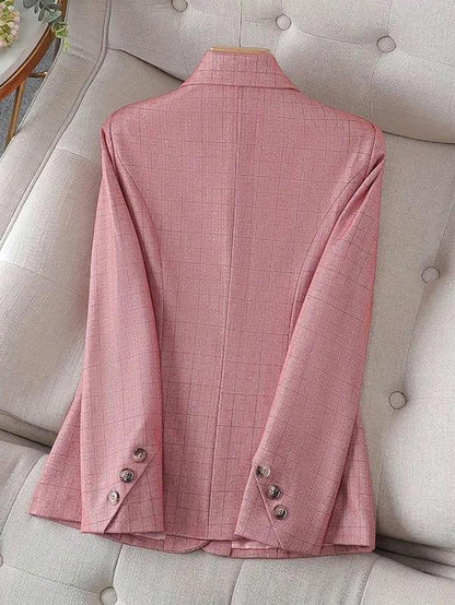 Women'S Solid Color Lapel Neck Button Blazer, Elegant Long Sleeve Blazer for Work Office Business, Winter Clothes Women, Ladies Blazer for All Seasons， Business Wear