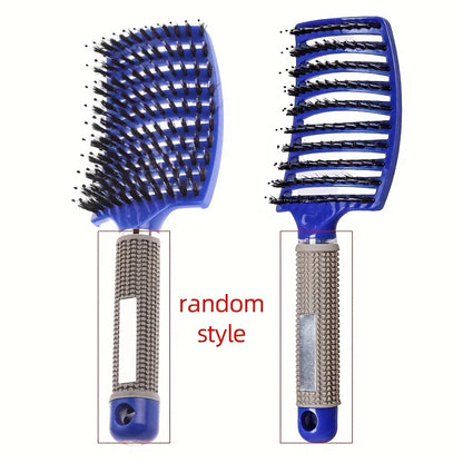 1pc Curved Vented Professional Detangling Hair Brush | Magic Scalp Massage Comb for Women, Ideal for Wet Curly Hair, Styling Tool, ABS Plastic Handle, Nylon Bristles - Perfect Christmas Gift for Friends/Relatives