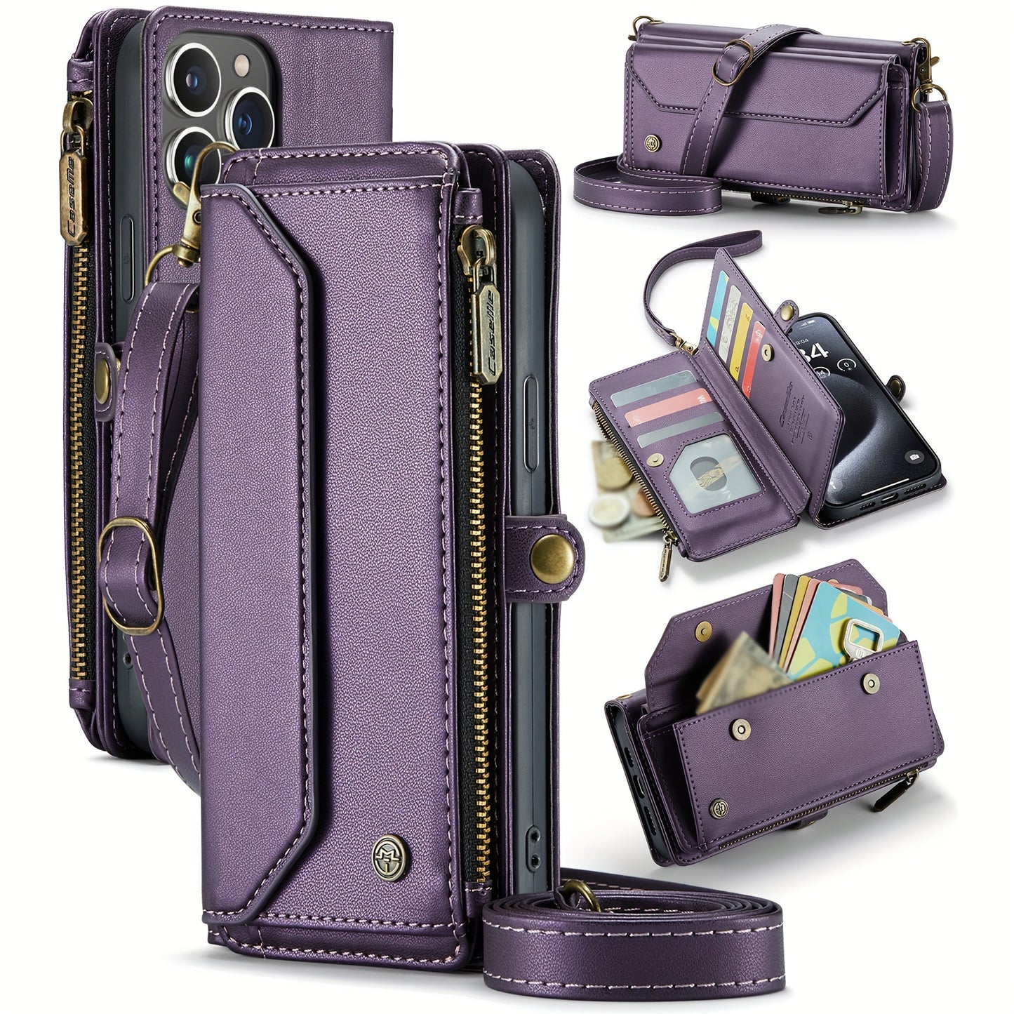 New Wallet Phone Case Wrist Shoulder Strap Lanyard Flip Magnetic Clasp Card Holder Kickstand Women Small Crossbody Handbag For Samsung Galaxy Note10+ 20 S24 S23 S22 S21 S20 S10 Plus Ultra FE Coin Purse A01 A04 A12 A13 A14 A22