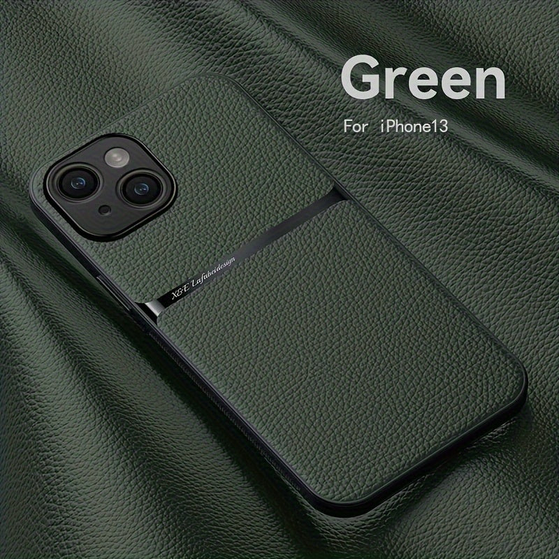 Litchi Pattern PU Leather Phone Case For Iphone15promax With Built-in Magnetic Suction 14 Promax Luxury Style 11 PU Leather 13 Promax Full Package Fall Protection Case