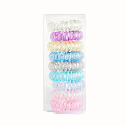 [No Crease Hair Ties] 9 Pcs No Crease Spiral Hair Ties | Coil Hair Ties, Phone Cord Hair Ties, Women Ponytail Holder Elastics