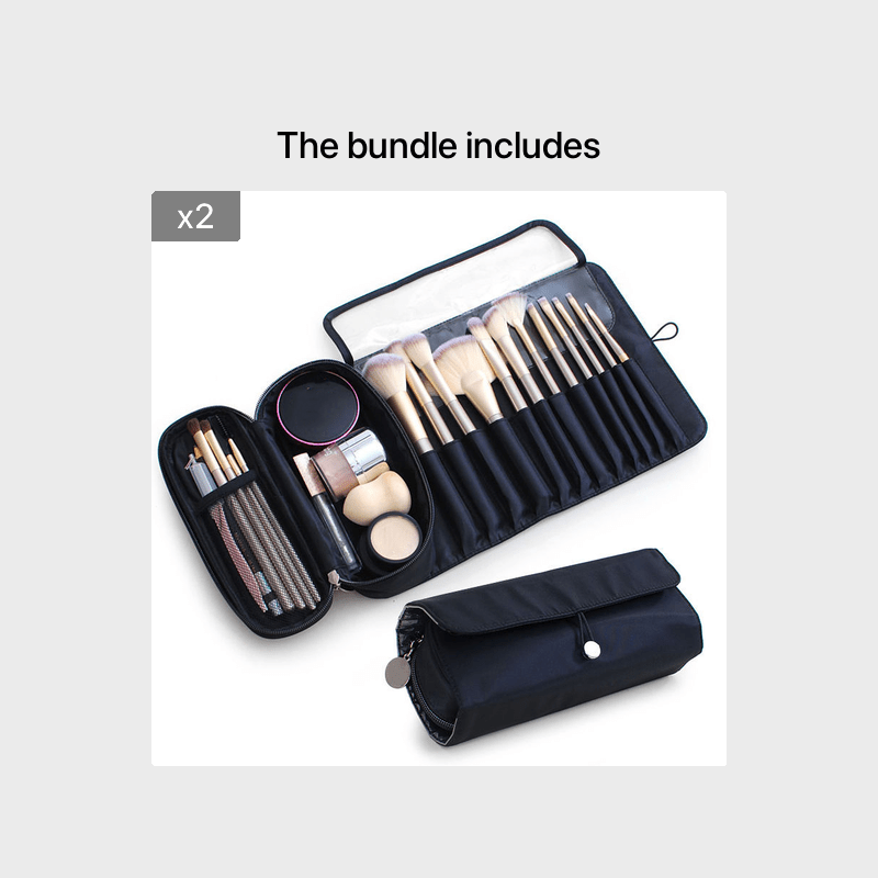 Large Capacity Makeup Brush Organizer Bag - Multi-Functional Korean Style Portable Cosmetic Pouch for Students