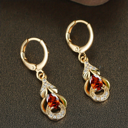 BAMOS Women's Elegant Bohemian Ethnic Statement Earrings - Large Teardrop Blue/Purple/Pink/Black/Green/Gray/White/Beige -like Luster, Dangle Hoops with Secure Hook Closure, Everyday & Valentine's Jewelry Gift for Parties, Yea
