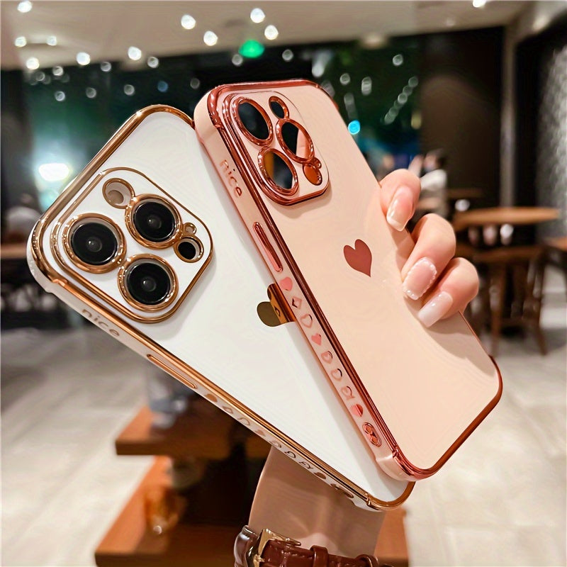 Shimmering Love Electroplated Phone Case - Premium Soft Shell with Four-corner Guard for IPhone 15/14 Pro Max/13/12/11/X/XS/XS Max/14plus/15plus/13mini/12mini