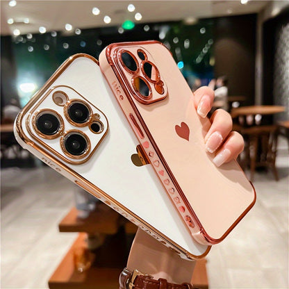 Shimmering Love Electroplated Phone Case - Premium Soft Shell with Four-corner Guard for IPhone 15/14 Pro Max/13/12/11/X/XS/XS Max/14plus/15plus/13mini/12mini