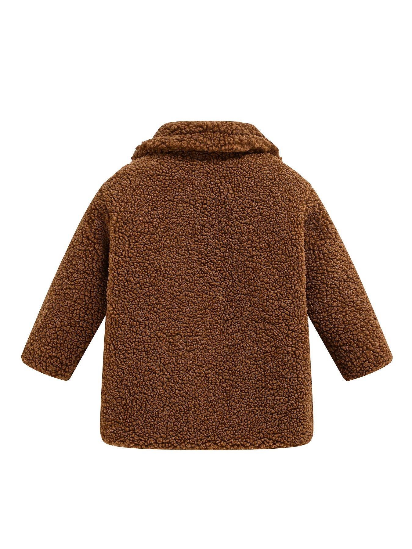 Girls' Lamb Fur Jacket | JOMAKE Korean-Style Lapel Collar, Two-Tone, Warm Windbreaker with Pockets, Lining, Button Closure, Long Sleeves for Winter