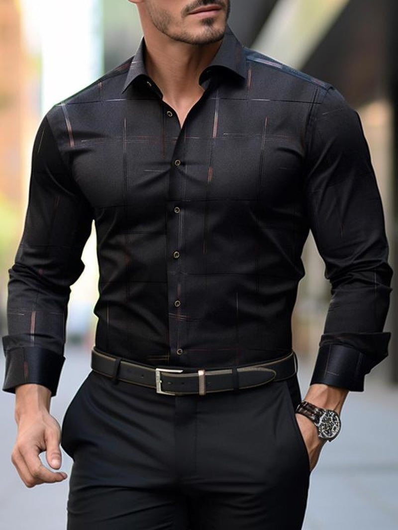 Men'S All over Print Long Sleeve Dress Shirt, Regular Fit Casual Business Collared Button Shirt for Work Office, Fashion Men'S Clothes for All Seasons, Button Decor Shirts