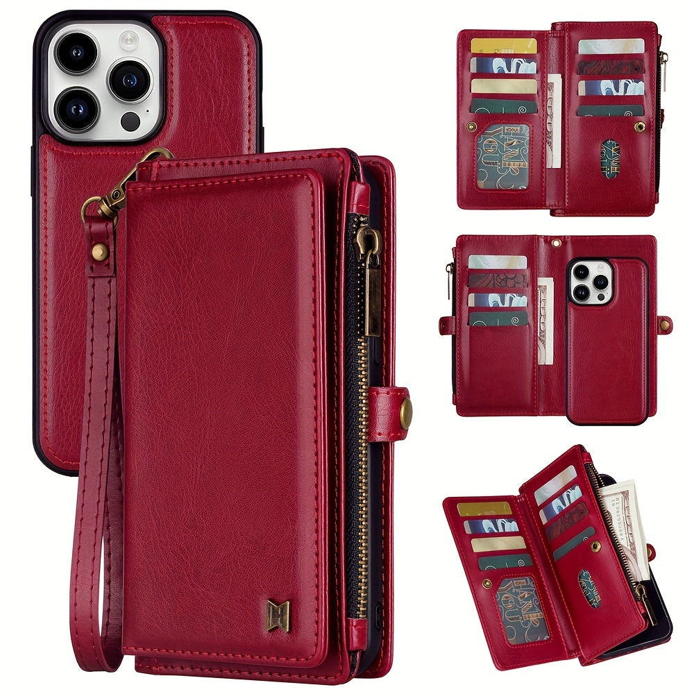 Wallet Zipper Magnetic Handbag Phone Case For IPhone 11 12 13 14 15 Pro Plus ProMax