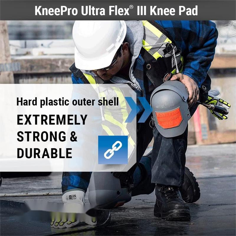 Ultra Flex III Kneepro Knee Pads for Construction, Gardening, Roofing, Work, Flooring - Pro Protection & Comfort for Men & Women Safety
