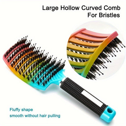 1pc Curved Vented Professional Detangling Hair Brush | Magic Scalp Massage Comb for Women, Ideal for Wet Curly Hair, Styling Tool, ABS Plastic Handle, Nylon Bristles - Perfect Christmas Gift for Friends/Relatives