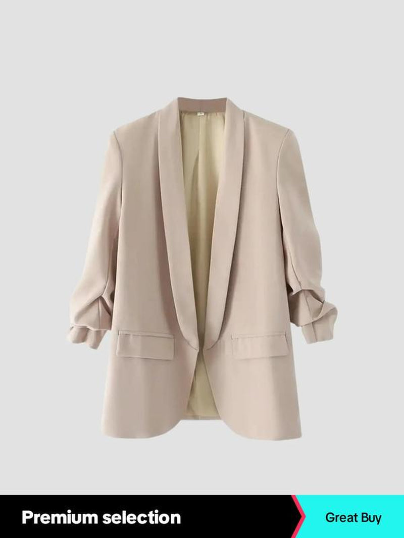 Women'S Solid Long Sleeve Shawl Collar Blazer, Elegant Formal Blazer for Work Office Business, Ladies 2024 Fall Clothes, Womenswear