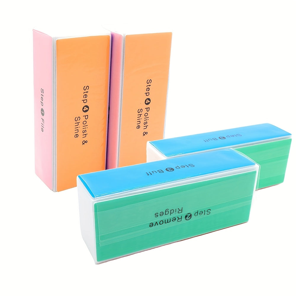 5pcs Colorful 4-Sided Sponge Nail Polish Buffers Multifunctional Professional Sandpaper Nail File Edge Grinder Nail Care Tools