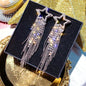 Jewelry for Women Featuring Long Tassel Earrings with a Silvery Pentagram Star Design, Perfect As Party Gifts.