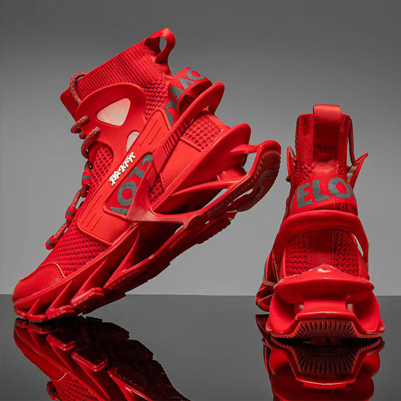 Men's Blade Type Shoes, Breathable Shock Absorption High Top Running Shoes Lightweight Non-Slip Shoes For Jogging Tennis Gym, Casual Walking Sneakers, Athletic Shoes, Men's Shoes