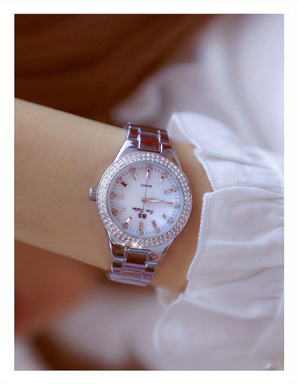 Rhinestone Decor Quartz Watch Casual Analog Party Dress Watch, Gift For Mother's Day Valentine's Day