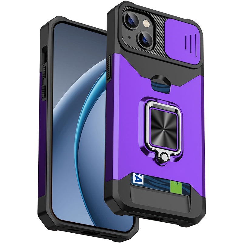 Heavy-Duty Shockproof Phone Case with a Metal Stand And Card Slot, Compatible with for iphone 17 Pro Max, 16 Pro Max, 15 Pro Max, And 14 Pro Max.