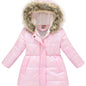 Children's Winter New Style Thickened Glossy Hooded Jacket for Boys and Girls, Mid-Length