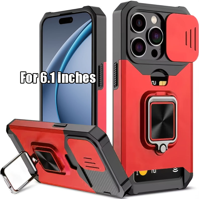 Heavy-Duty Shockproof Phone Case with a Metal Stand And Card Slot, Compatible with for iphone 17 Pro Max, 16 Pro Max, 15 Pro Max, And 14 Pro Max.