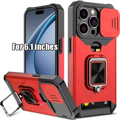 Heavy-Duty Shockproof Phone Case with a Metal Stand And Card Slot, Compatible with for iphone 17 Pro Max, 16 Pro Max, 15 Pro Max, And 14 Pro Max.
