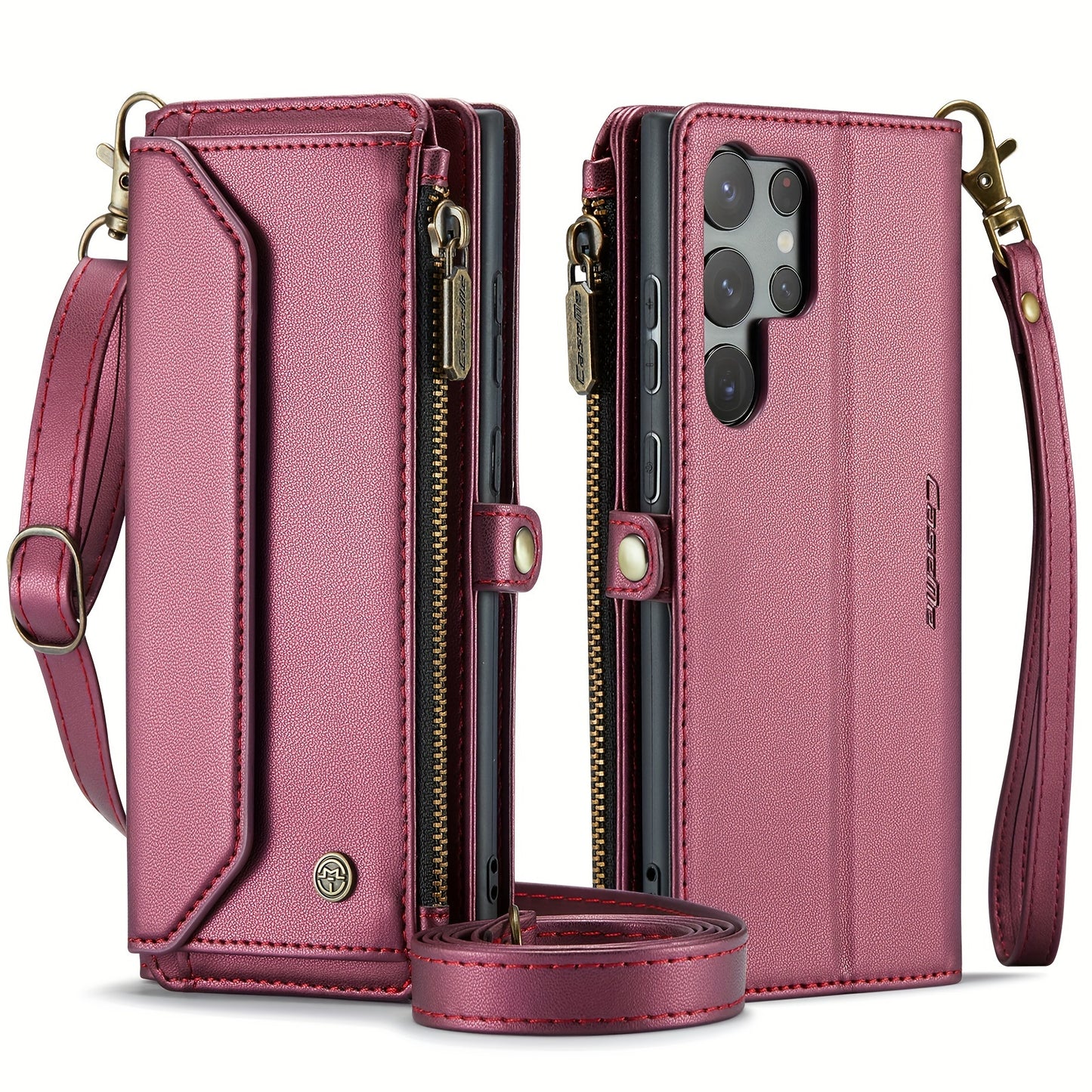 New Wallet Phone Case Wrist Shoulder Strap Lanyard Flip Magnetic Clasp Card Holder Kickstand Women Small Crossbody Handbag For Samsung Galaxy Note10+ 20 S24 S23 S22 S21 S20 S10 Plus Ultra FE Coin Purse A01 A04 A12 A13 A14 A22