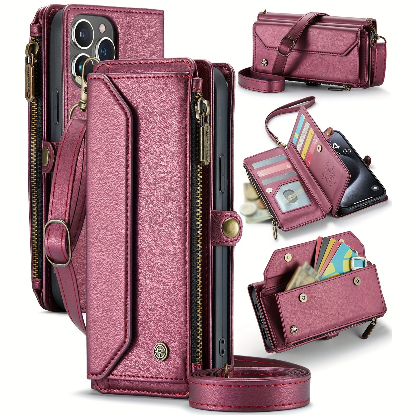 New Wallet Phone Case Wrist Shoulder Strap Lanyard Flip Magnetic Clasp Card Holder Kickstand Women Small Crossbody Handbag For Samsung Galaxy Note10+ 20 S24 S23 S22 S21 S20 S10 Plus Ultra FE Coin Purse A01 A04 A12 A13 A14 A22