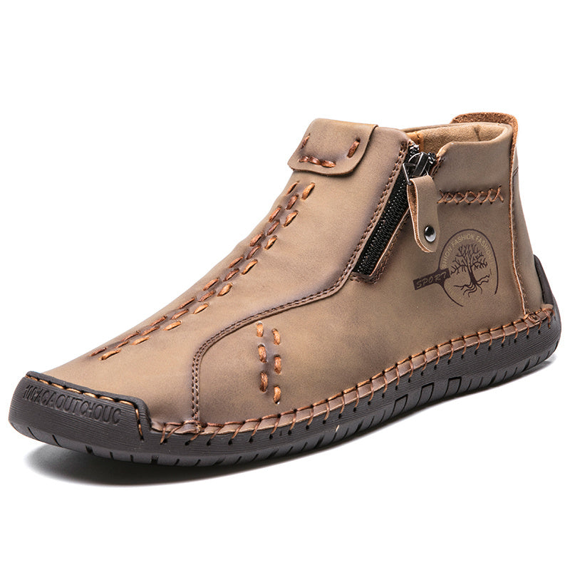 Men's Handmade PU Boots with Zipper, Casual