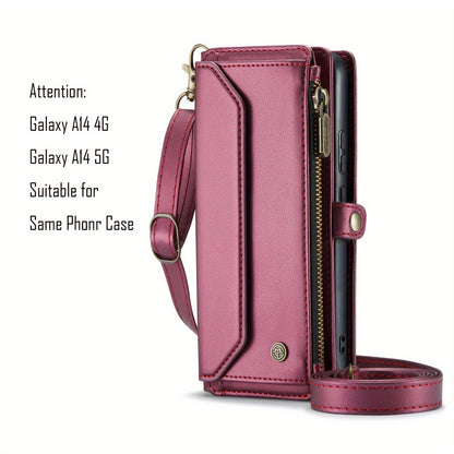 New Wallet Phone Case Wrist Shoulder Strap Lanyard Flip Magnetic Clasp Card Holder Kickstand Women Small Crossbody Handbag For Samsung Galaxy Note10+ 20 S24 S23 S22 S21 S20 S10 Plus Ultra FE Coin Purse A01 A04 A12 A13 A14 A22