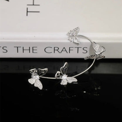 Women'S Elegant Butterfly Ear Cuffs - No-Piercing Ear Hooks, Synthetic Gemstone Accents, Everyday & Formal Jewelry for Parties, Weddings, Everyday Outfits - Non-Piercing Ear Clips for Sensitive Light Beige, Party Accessories,