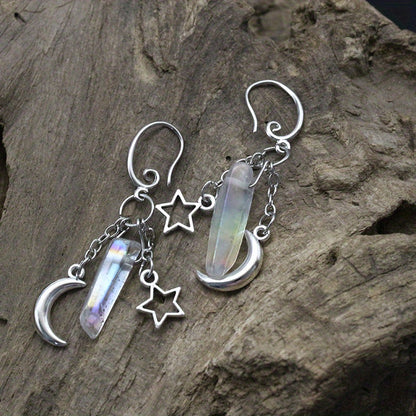 Gothic Style Moon Pendant Dangle Earrings Witch Jewelry Halloween Accessories Earrings Hook Earrings